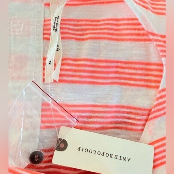 ANTHROPOLOGIE Cutout Neon Coral Striped Romper Size XL NEW  Beach Summercore - Picture 9 of 10